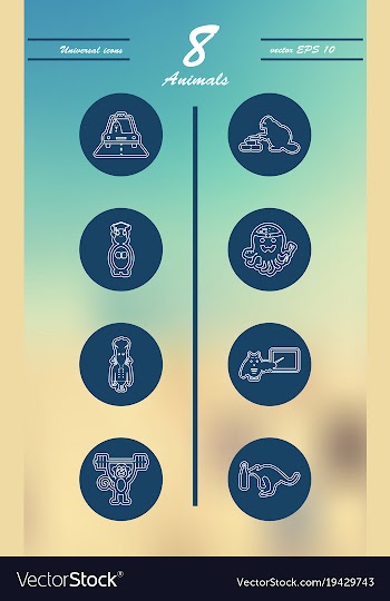 Animal icons set outline style of animal icons vector image