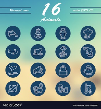 Animal icons set outline style of animal icons vector image