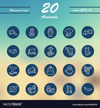 Animal icons set outline style of animal icons vector image