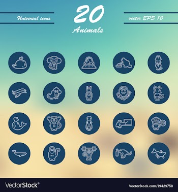 Animal icons set outline style of animal icons vector image