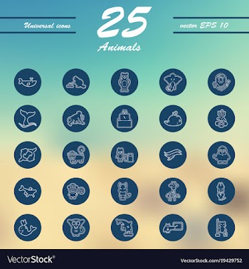 Animal icons set outline style of animal icons vector image