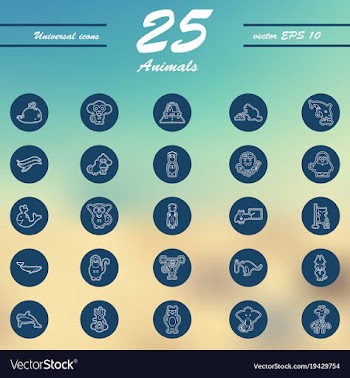 Animal icons set outline style of animal icons vector image