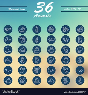 Animal icons set outline style of animal icons vector image