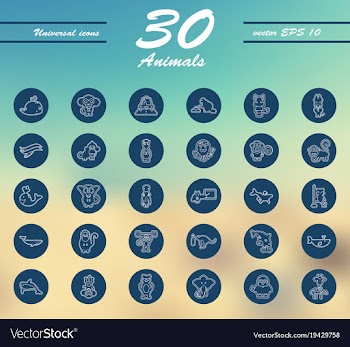 Animal icons set outline style of animal icons vector image
