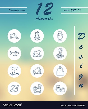 Animal icons set outline style of animal icons vector image