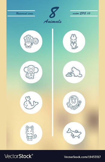Animal icons set outline style of animal icons vector image