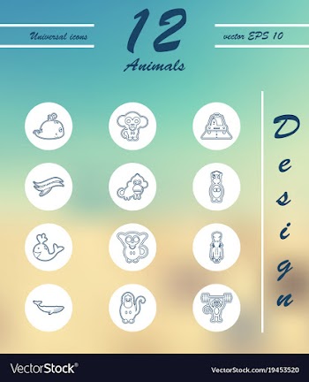Animal icons set outline style of animal icons vector image