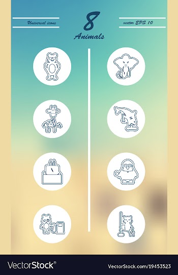 Animal icons set outline style of animal icons vector image