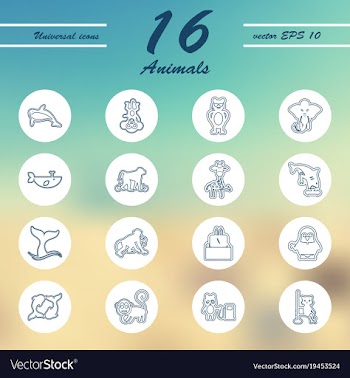 Animal icons set outline style of animal icons vector image