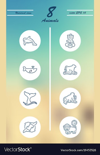Animal icons set outline style of animal icons vector image
