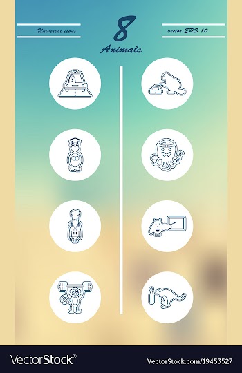 Animal icons set outline style of animal icons vector image