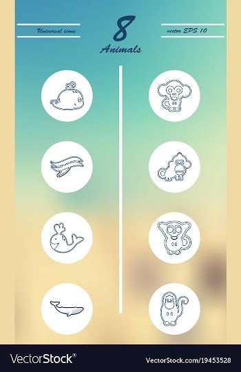 Animal icons set outline style of animal icons vector image