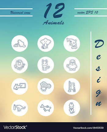 Animal icons set outline style of animal icons vector image