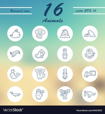 Animal icons set outline style of animal icons vector image
