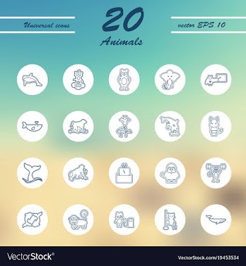 Animal icons set outline style of animal icons vector image