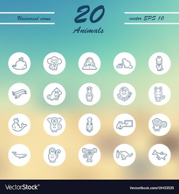 Animal icons set outline style of animal icons vector image