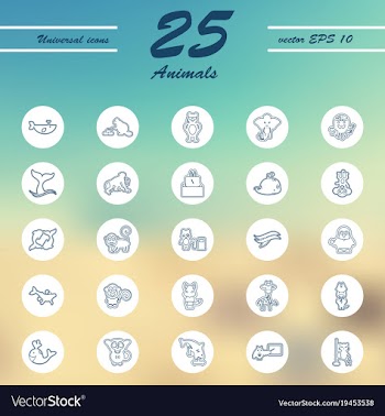 Animal icons set outline style of animal icons vector image