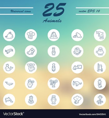 Animal icons set outline style of animal icons vector image