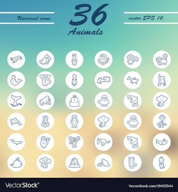 Animal icons set outline style of animal icons vector image