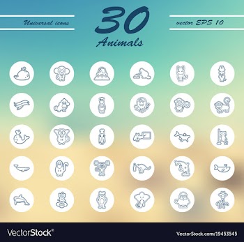 Animal icons set outline style of animal icons vector image
