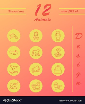 Animal icons set outline style of animal icons vector image