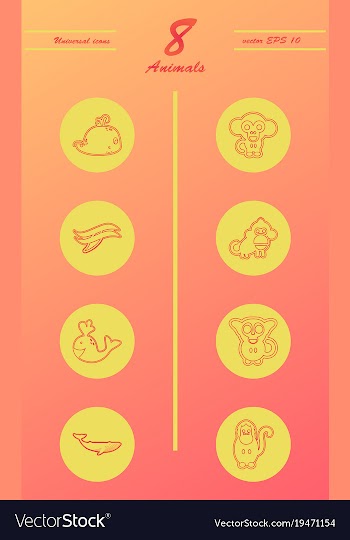 Animal icons set outline style of animal icons vector image