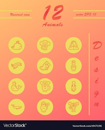 Animal icons set outline style of animal icons vector image