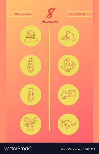 Animal icons set outline style of animal icons vector image