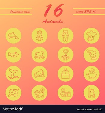 Animal icons set outline style of animal icons vector image