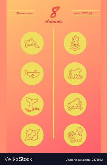 Animal icons set outline style of animal icons vector image