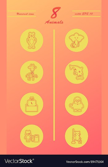 Animal icons set outline style of animal icons vector image