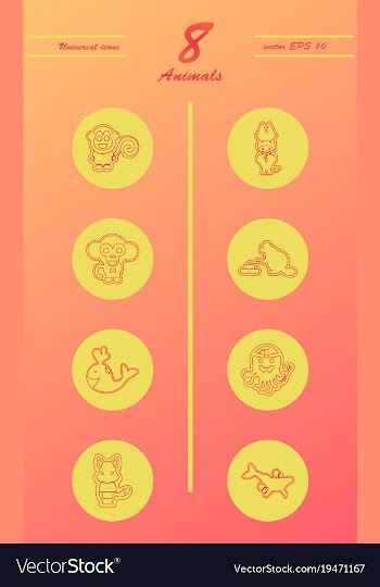 Animal icons set outline style of animal icons vector image