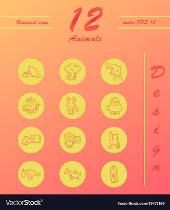 Animal icons set outline style of animal icons vector image