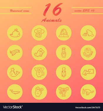 Animal icons set outline style of animal icons vector image
