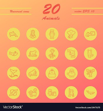 Animal icons set outline style of animal icons vector image