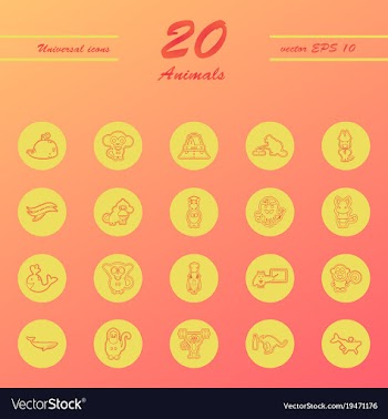 Animal icons set outline style of animal icons vector image
