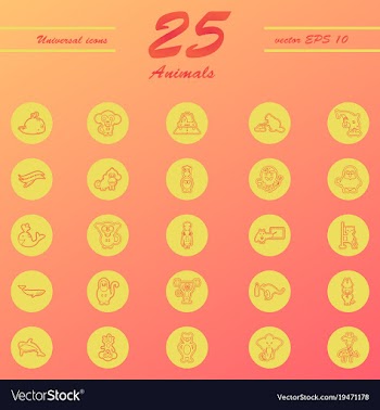 Animal icons set outline style of animal icons vector image