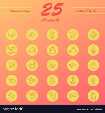 Animal icons set outline style of animal icons vector image