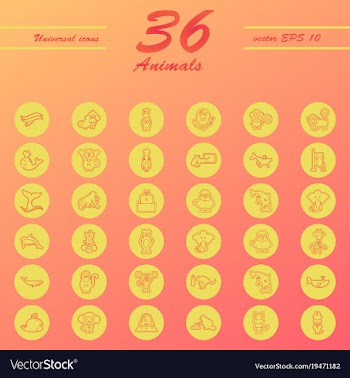 Animal icons set outline style of animal icons vector image