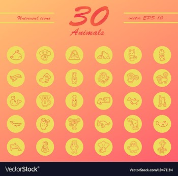 Animal icons set outline style of animal icons vector image