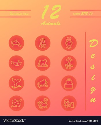Animal icons set outline style of animal icons vector image