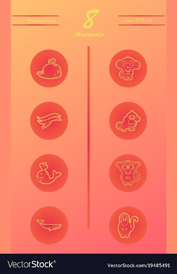 Animal icons set outline style of animal icons vector image