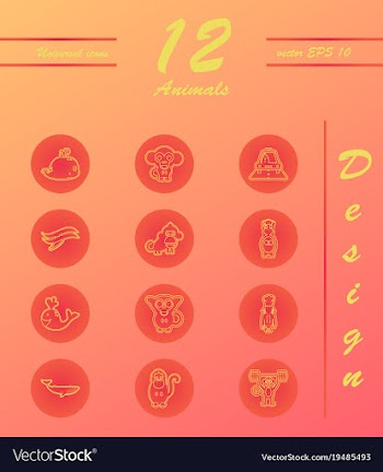Animal icons set outline style of animal icons vector image