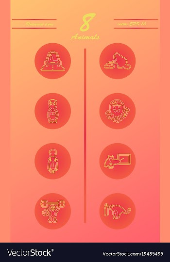 Animal icons set outline style of animal icons vector image