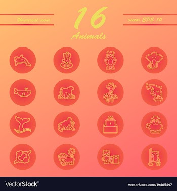 Animal icons set outline style of animal icons vector image