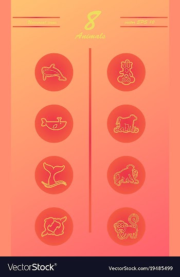 Animal icons set outline style of animal icons vector image