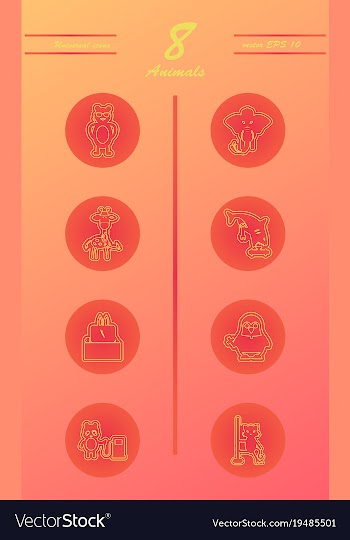 Animal icons set outline style of animal icons vector image