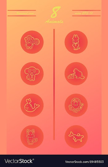 Animal icons set outline style of animal icons vector image