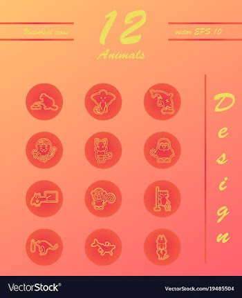 Animal icons set outline style of animal icons vector image