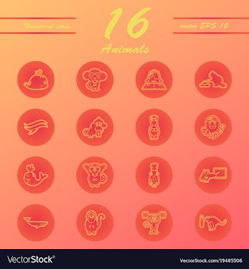 Animal icons set outline style of animal icons vector image